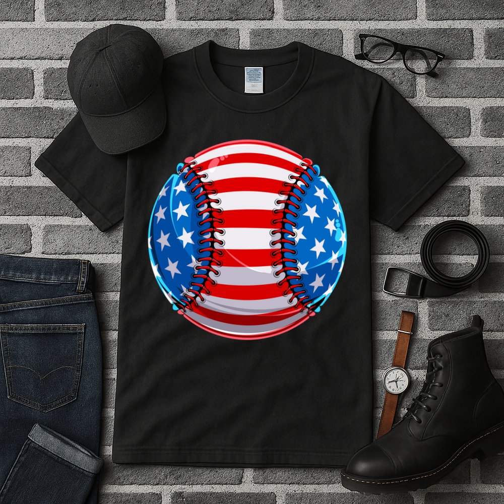 American Flag Baseball Gift 4th Of July Usa Flag Baseball Gift Tall T-Shirt
