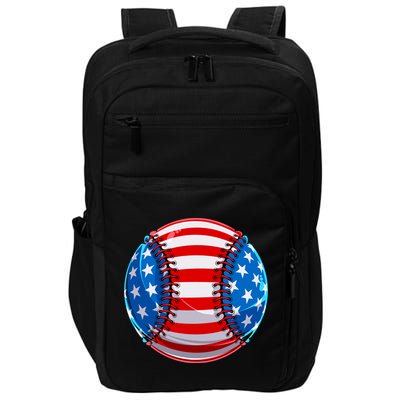 American Flag Baseball Gift 4th Of July Usa Flag Baseball Gift Impact Tech Backpack