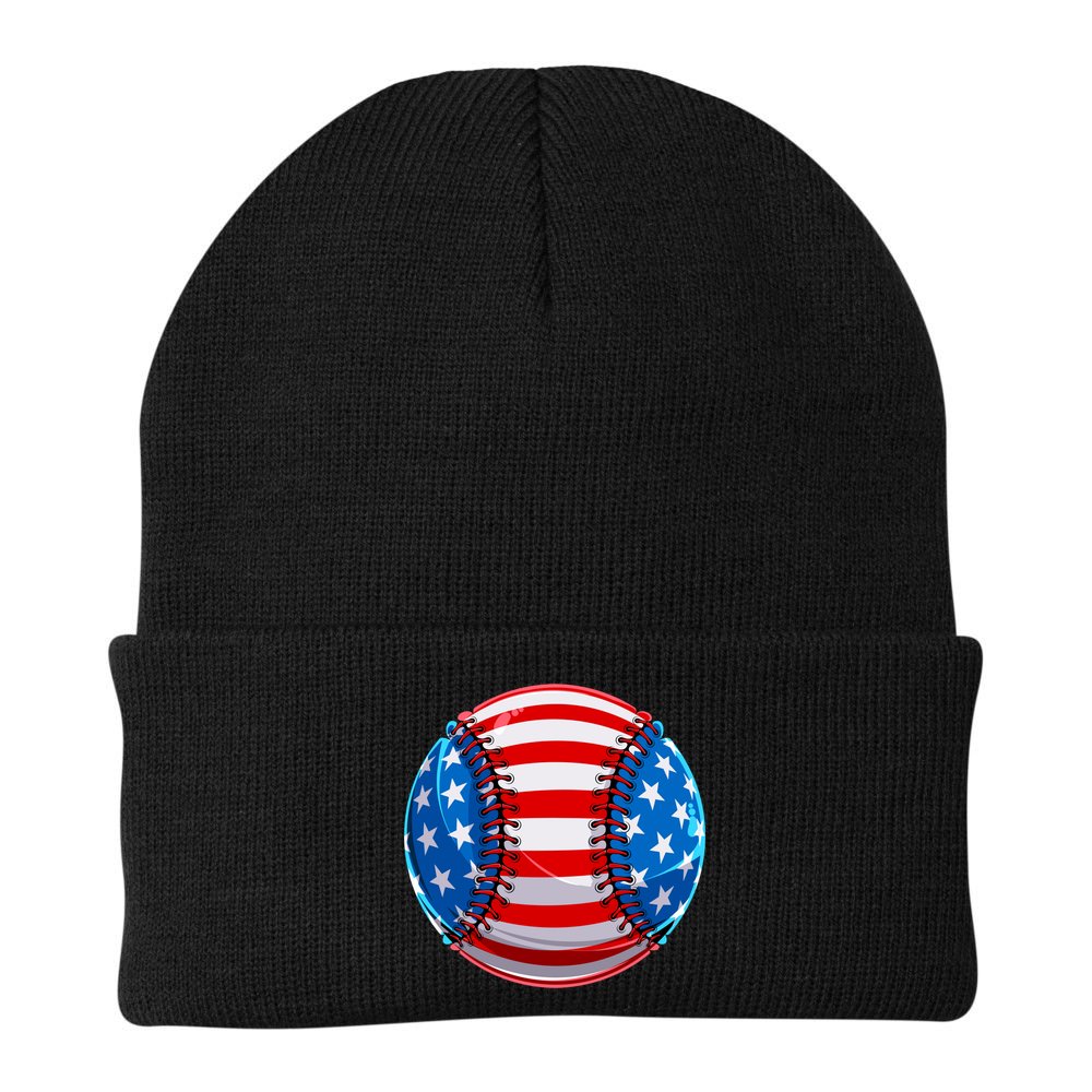 American Flag Baseball Gift 4th Of July Usa Flag Baseball Gift Beanie