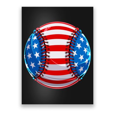 American Flag Baseball Gift 4th Of July Usa Flag Baseball Gift Poster