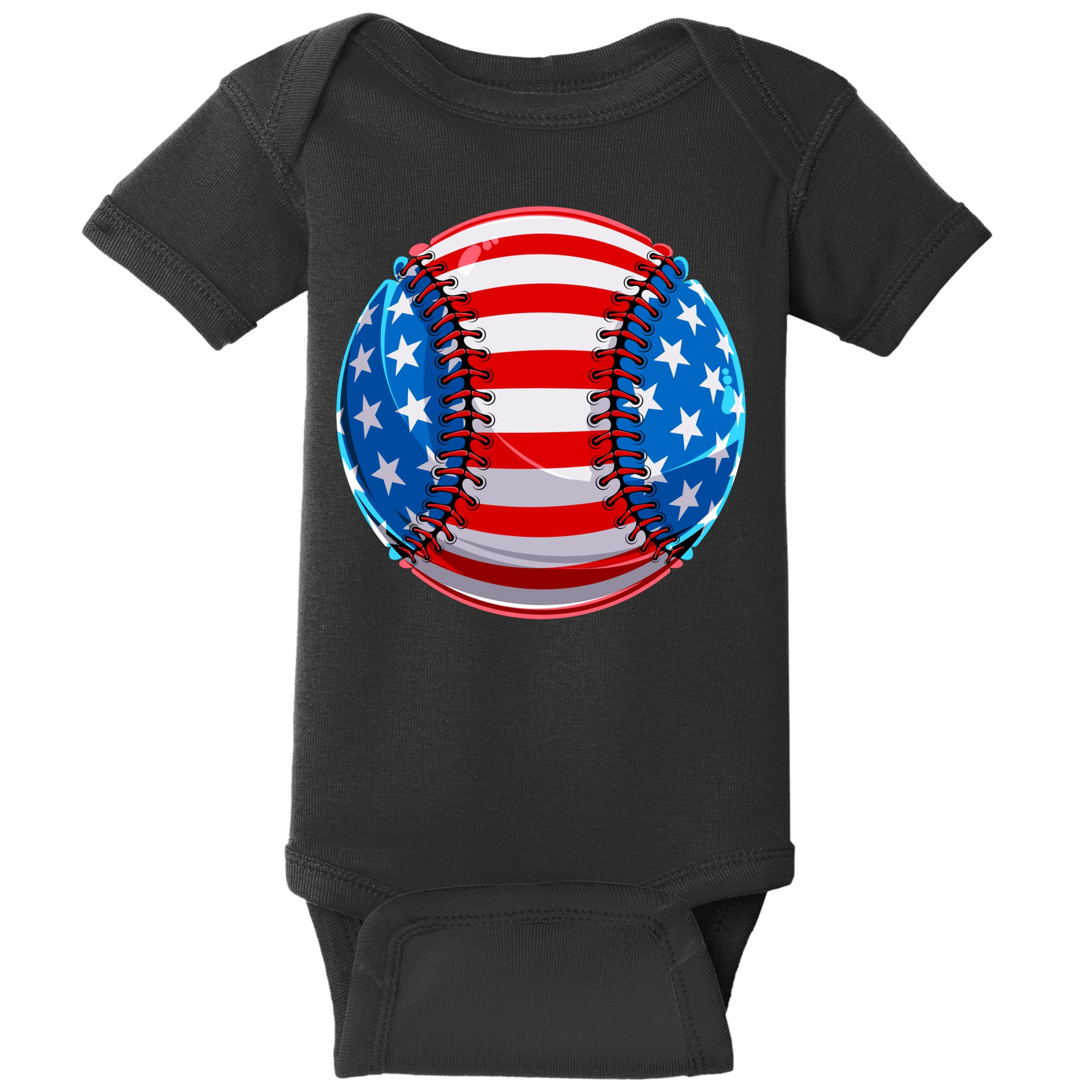 American Flag Baseball Gift 4th Of July Usa Flag Baseball Gift Baby Bodysuit