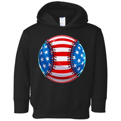 American Flag Baseball Gift 4th Of July Usa Flag Baseball Gift Toddler Hoodie