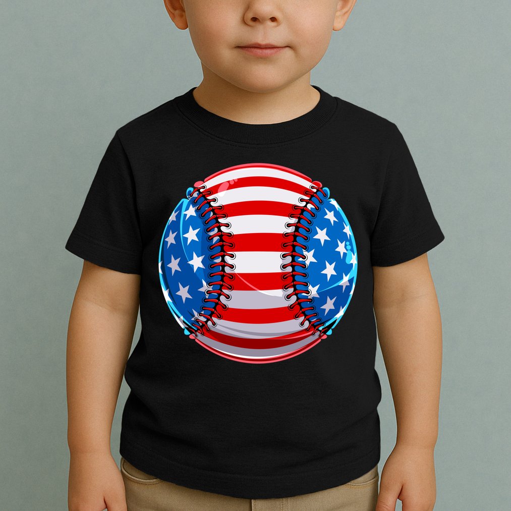 American Flag Baseball Gift 4th Of July Usa Flag Baseball Gift Toddler T-Shirt