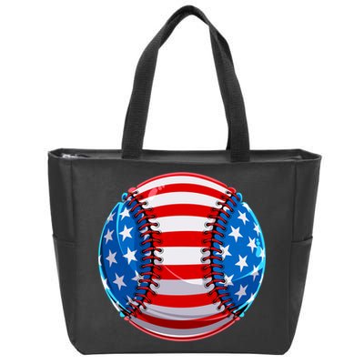American Flag Baseball Gift 4th Of July Usa Flag Baseball Gift Zip Tote Bag