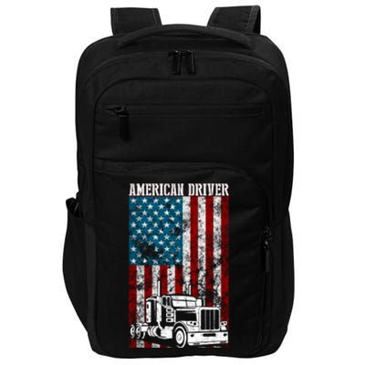 American Flag Big Rig Semifunny Gifttrailer Truck Driver Gift Great Gift Impact Tech Backpack