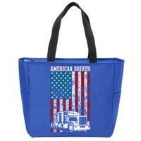 American Flag Big Rig Semifunny Gifttrailer Truck Driver Gift Great Gift Zip Tote Bag