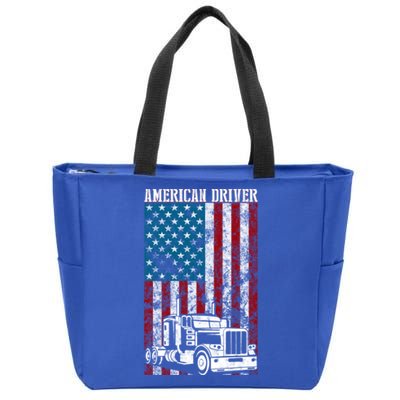 American Flag Big Rig Semifunny Gifttrailer Truck Driver Gift Great Gift Zip Tote Bag