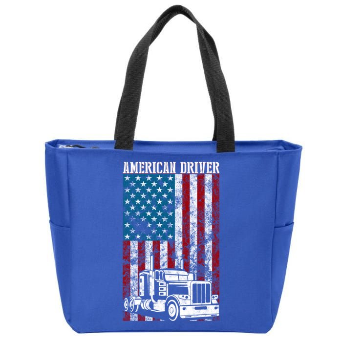 American Flag Big Rig Semifunny Gifttrailer Truck Driver Gift Great Gift Zip Tote Bag