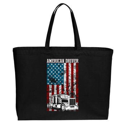 American Flag Big Rig Semifunny Gifttrailer Truck Driver Gift Great Gift Cotton Canvas Jumbo Tote