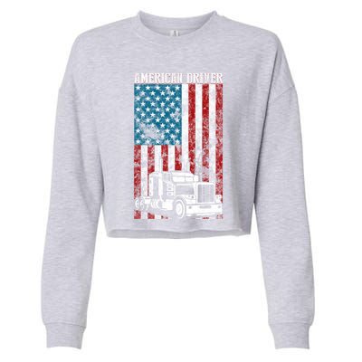 American Flag Big Rig Semifunny Gifttrailer Truck Driver Gift Great Gift Cropped Pullover Crew