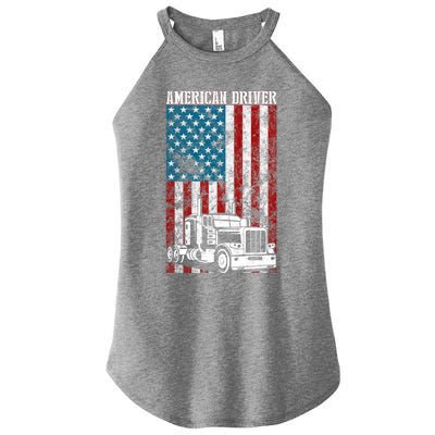 American Flag Big Rig Semifunny Gifttrailer Truck Driver Gift Great Gift Women’s Perfect Tri Rocker Tank