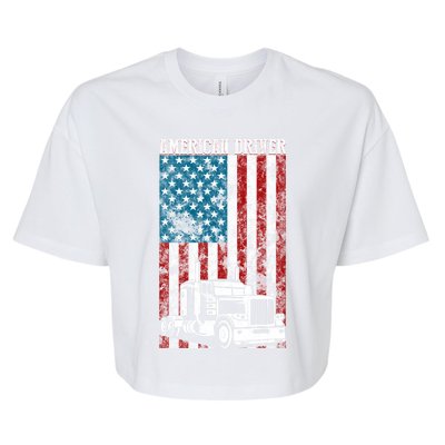 American Flag Big Rig Semifunny Gifttrailer Truck Driver Gift Great Gift Bella+Canvas Jersey Crop Tee