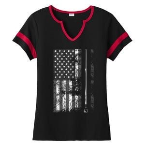 American Flag Billiard Stick Cute Table Game Funny Usa Gift Cool Gift Ladies Halftime Notch Neck Tee