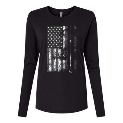 American Flag Billiard Stick Cute Table Game Funny Usa Gift Cool Gift Womens Cotton Relaxed Long Sleeve T-Shirt