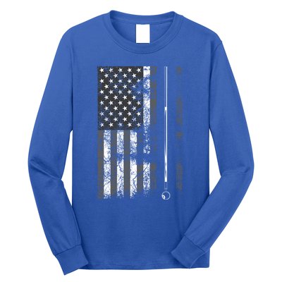 American Flag Billiard Stick Cute Table Game Funny Usa Gift Cool Gift Long Sleeve Shirt