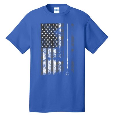 American Flag Billiard Stick Cute Table Game Funny Usa Gift Cool Gift Tall T-Shirt