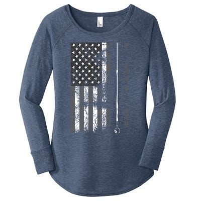 American Flag Billiard Stick Cute Table Game Funny Usa Gift Cool Gift Women's Perfect Tri Tunic Long Sleeve Shirt