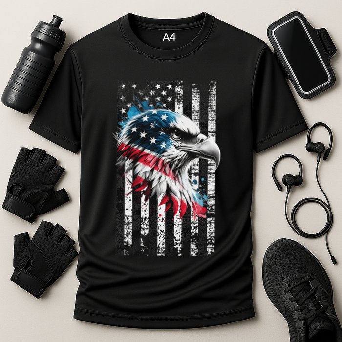 American Flag Bald Eagle Patriotic Bald Eagle Cooling Performance Crew T-Shirt