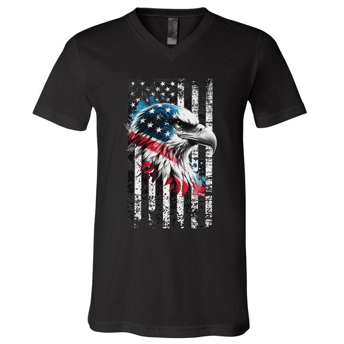 American Flag Bald Eagle Patriotic Bald Eagle V-Neck T-Shirt
