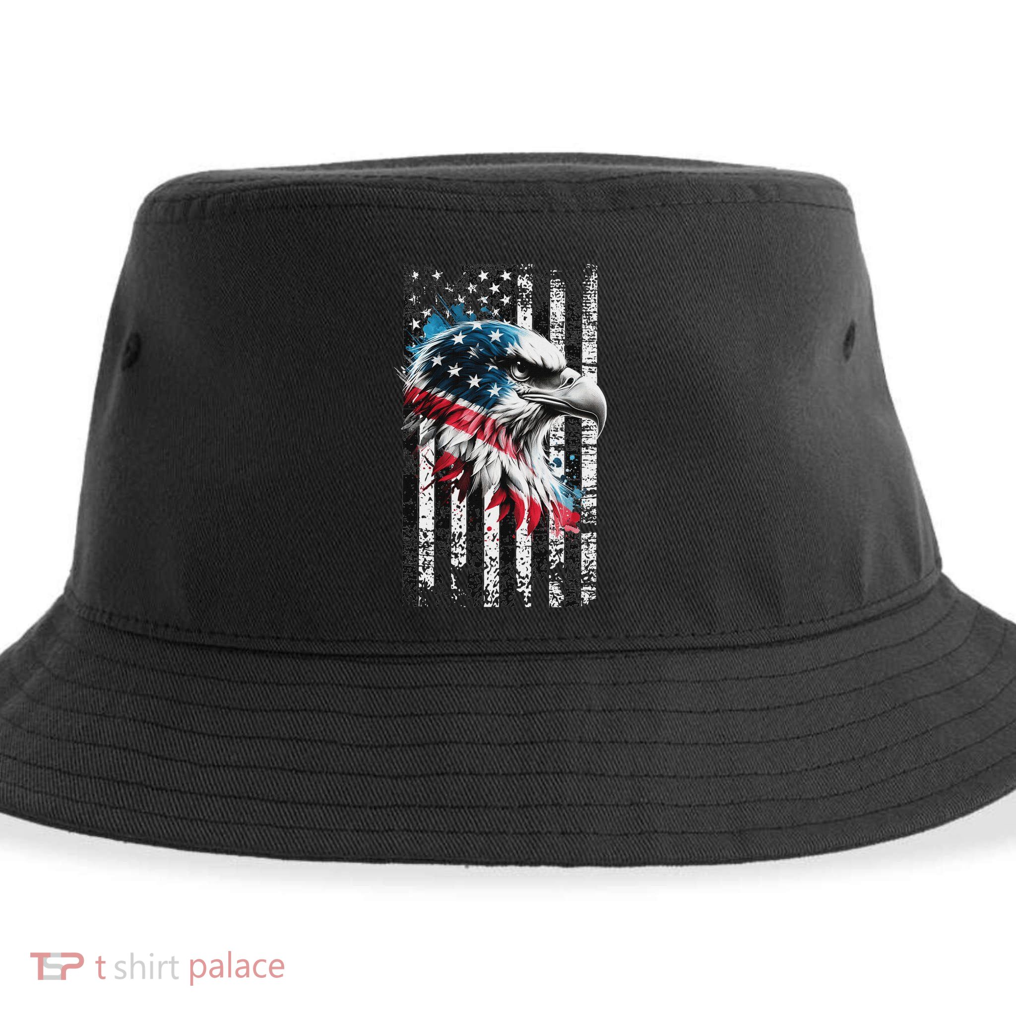 American Flag Bald Eagle Patriotic Bald Eagle Sustainable Bucket Hat