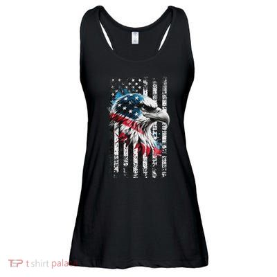 American Flag Bald Eagle Patriotic Bald Eagle Ladies Essential Flowy Tank