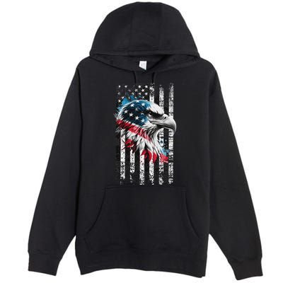 American Flag Bald Eagle Patriotic Bald Eagle Premium Pullover Hoodie