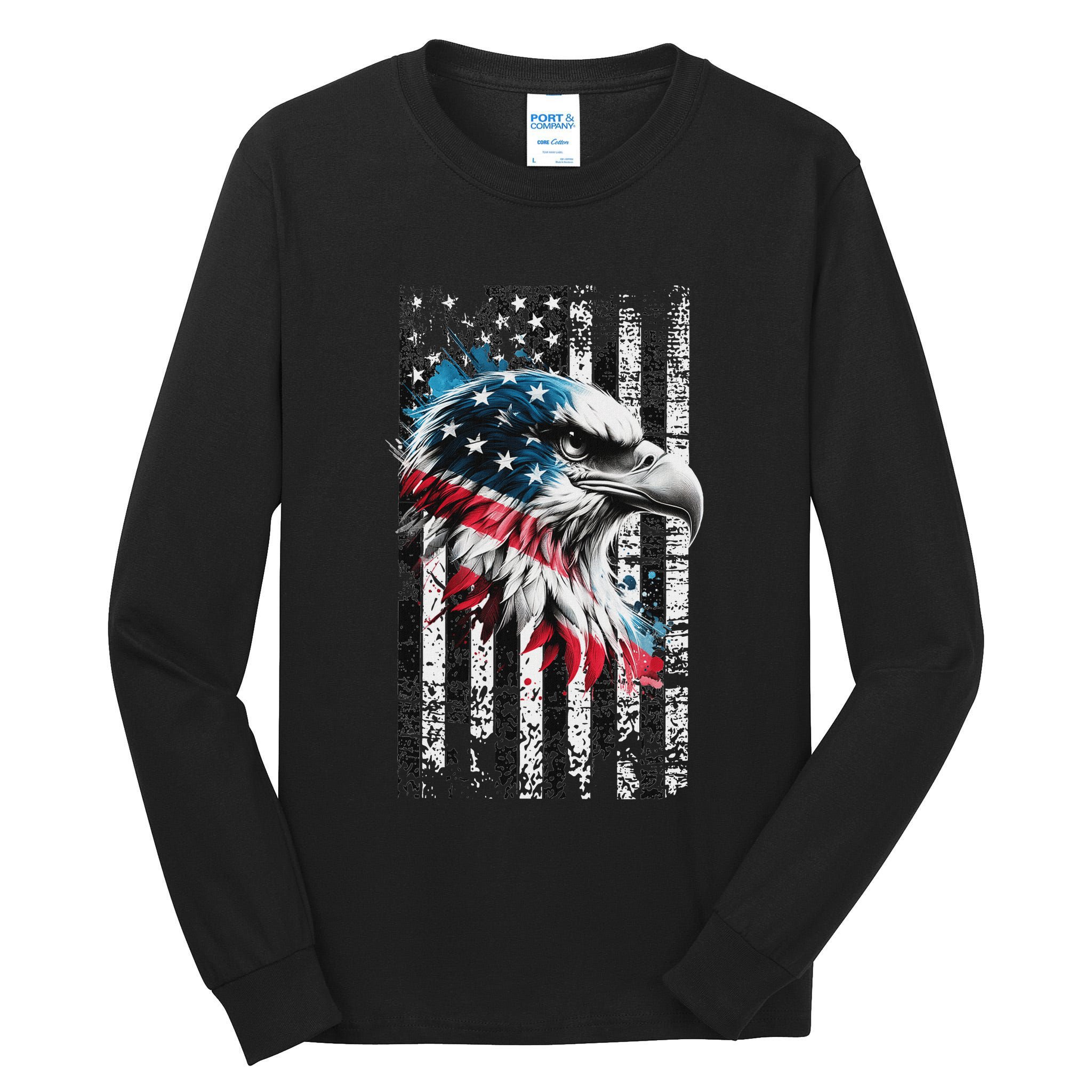 American Flag Bald Eagle Patriotic Bald Eagle Tall Long Sleeve T-Shirt