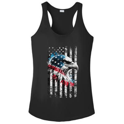 American Flag Bald Eagle Patriotic Bald Eagle Ladies PosiCharge Competitor Racerback Tank