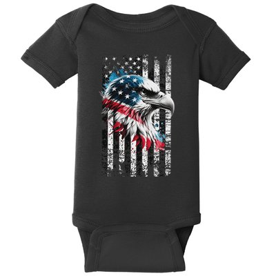 American Flag Bald Eagle Patriotic Bald Eagle Baby Bodysuit
