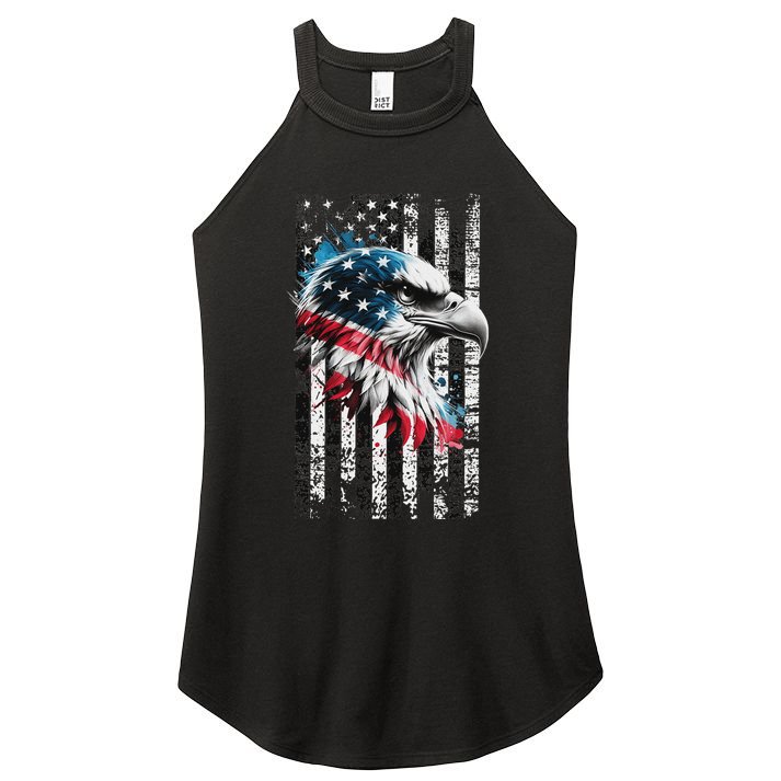 American Flag Bald Eagle Patriotic Bald Eagle Women's Perfect Tri Rocker Tank