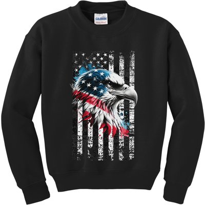American Flag Bald Eagle Patriotic Bald Eagle Kids Sweatshirt