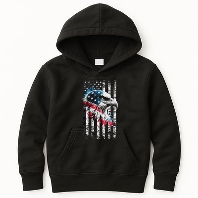 American Flag Bald Eagle Patriotic Bald Eagle Kids Hoodie