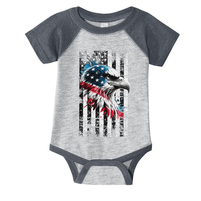 American Flag Bald Eagle Patriotic Bald Eagle Infant Baby Jersey Bodysuit