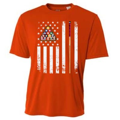 American Flag Billiard Vintage Pool Player Snooker Gift Cooling Performance Crew T-Shirt