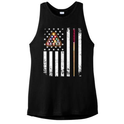 American Flag Billiard Vintage Pool Player Snooker Gift Ladies PosiCharge Tri-Blend Wicking Tank