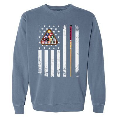 American Flag Billiard Vintage Pool Player Snooker Gift Garment-Dyed Sweatshirt