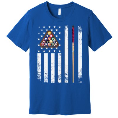 American Flag Billiard Vintage Pool Player Snooker Gift Premium T-Shirt