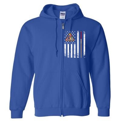 American Flag Billiard Vintage Pool Player Snooker Gift Full Zip Hoodie