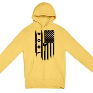 American Flag Billiards Pool Player Billiard Gift Premium Pullover Hoodie