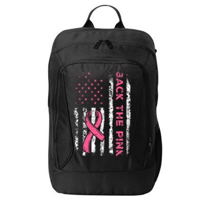 American Flag Back The Breast Cancer Awareness City Backpack