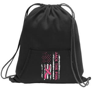 American Flag Back The Breast Cancer Awareness Sweatshirt Cinch Pack Bag