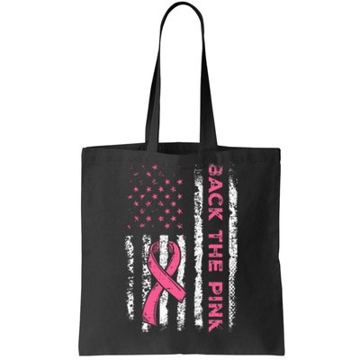 American Flag Back The Breast Cancer Awareness Tote Bag