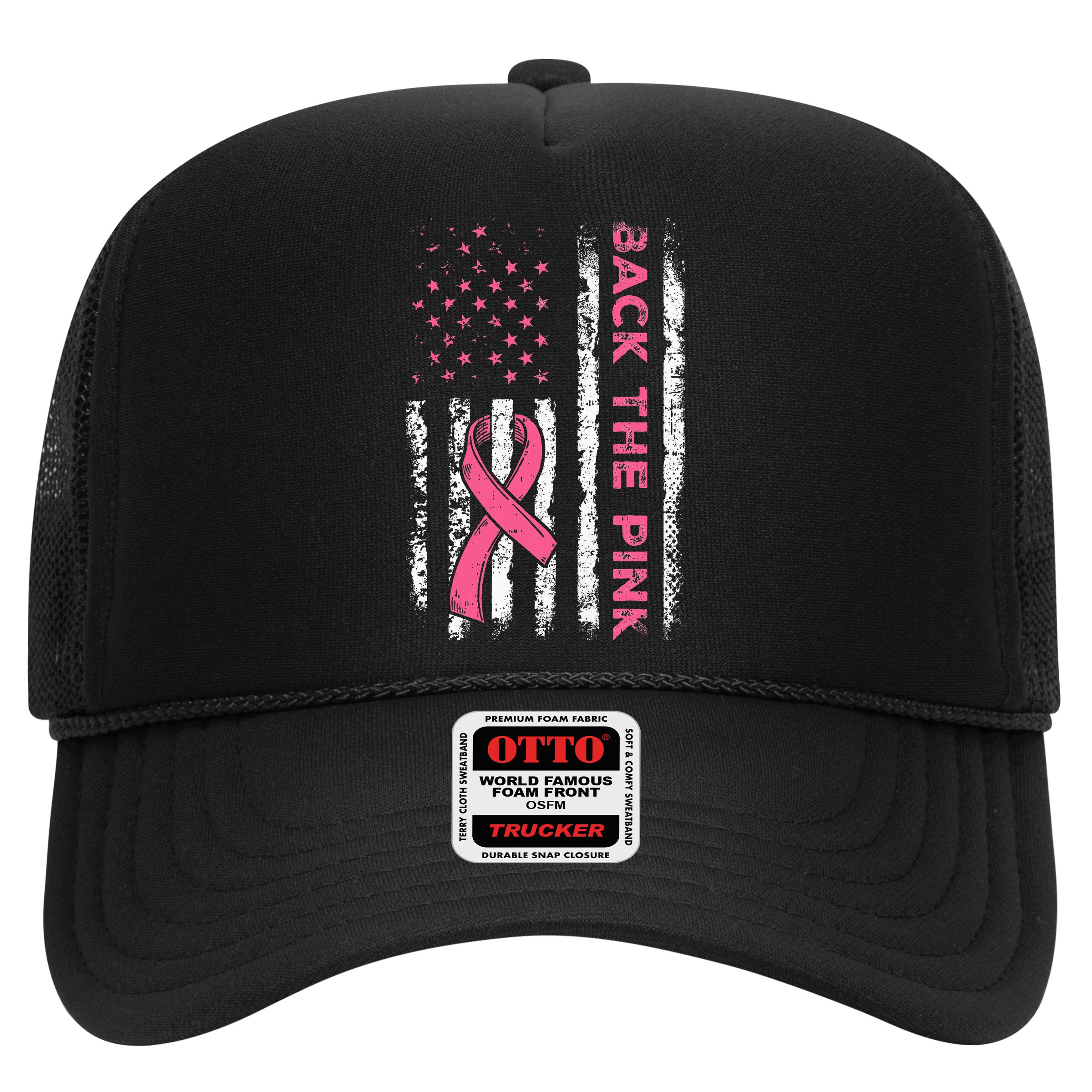 American Flag Back The Breast Cancer Awareness Hat