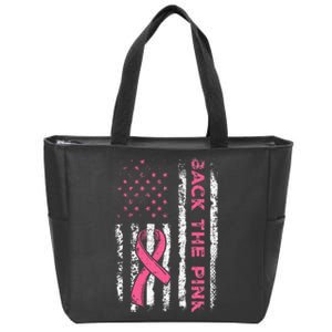 American Flag Back The Breast Cancer Awareness Zip Tote Bag