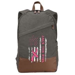 American Flag Back The Breast Cancer Awareness Cotton Canvas Backpack