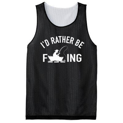 Angler Fishing Boat Fish Fisherman - I'd Rather be Fishing Mesh Reversible Basketball Jersey Tank