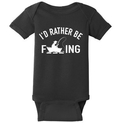 Angler Fishing Boat Fish Fisherman - I'd Rather be Fishing Baby Bodysuit