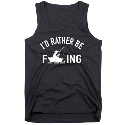 Angler Fishing Boat Fish Fisherman - I'd Rather be Fishing Tank Top