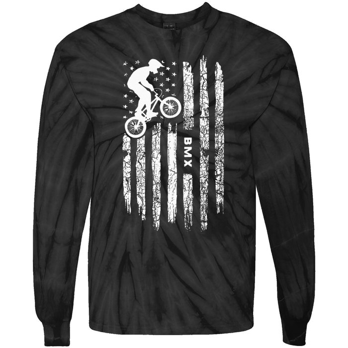 American Flag BMX Clothing BMX Rider Vintage BMX Tie-Dye Long Sleeve Shirt