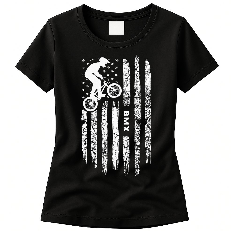 American Flag BMX Clothing BMX Rider Vintage BMX Womens T-Shirt